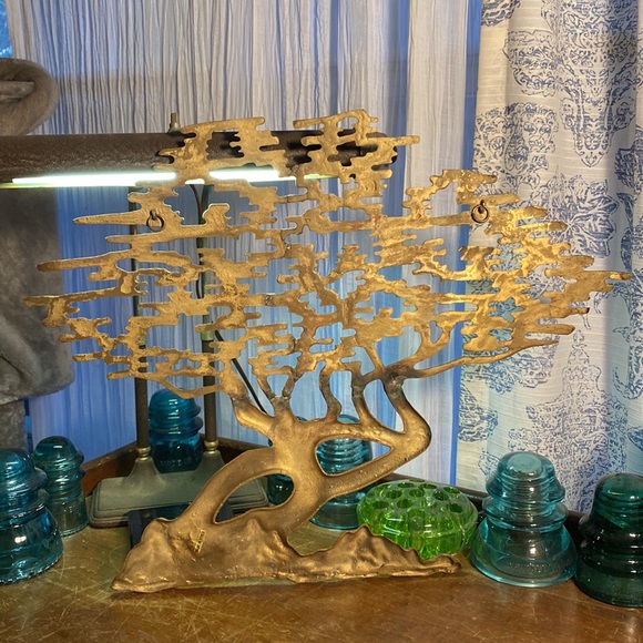 Brass Bonsai Tree of Life Art Sculpture Wall Hanging Mid Century MCM 20"x16" - Picture 6 of 6